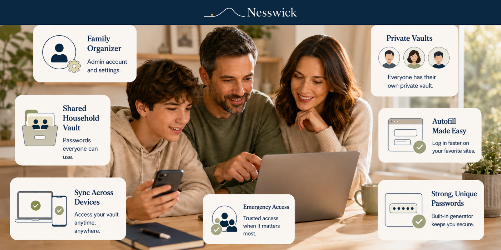 Family setting up a password manager together