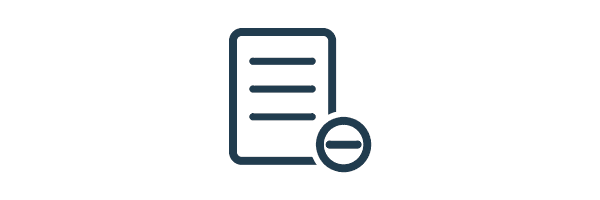Line icon of a deletion request form with a remove badge