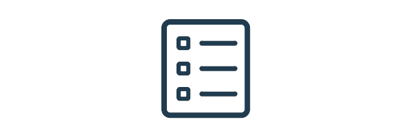 Line icon of a registry list with three checkbox rows.
